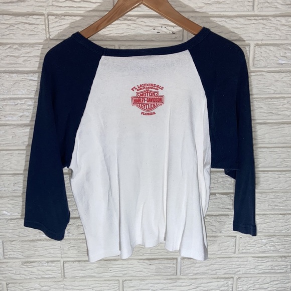 Harley Davidson American Flag 3/4 Sleeve Baseball Tee Ft. Lauderdale Florida - Picture 7 of 8